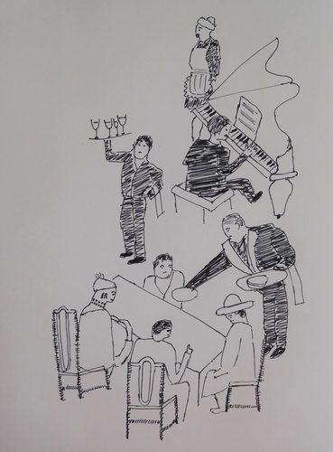 Christine C, Lunch, sketch.